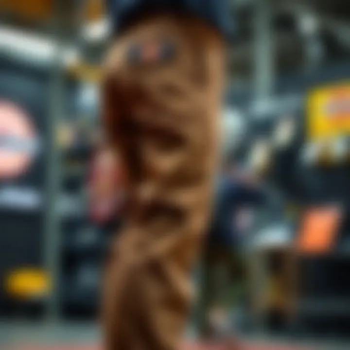 Stylish presentation of Dickies mechanic work pants on display