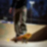 Stylish Dickies work pants showcased in a skate park