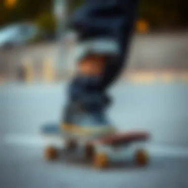 Skateboarder wearing dyed shoes