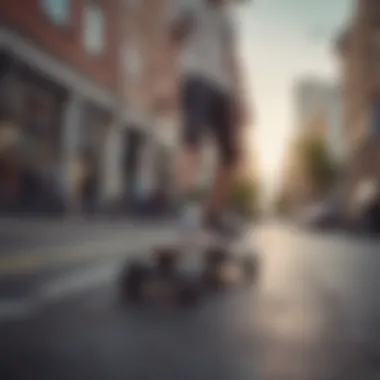 EBC skateboard riding through an urban landscape.