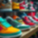 Diverse Skate Shoes Collection A vibrant selection of skate shoes displayed on a shelf
