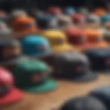 A collection of diverse strapback hats showcasing various designs and colors.