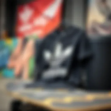 Stylish Adidas t-shirt displayed on a skateboard