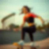 Adidas 3 Stripe Crop Top on a skateboard