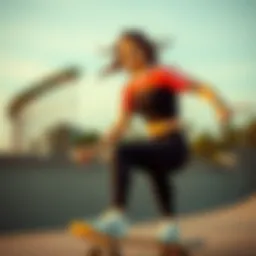 Adidas 3 Stripe Crop Top on a skateboard