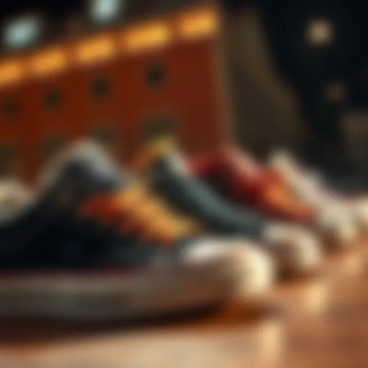 An artistic representation of the evolution of All-Star skate shoes over the decades