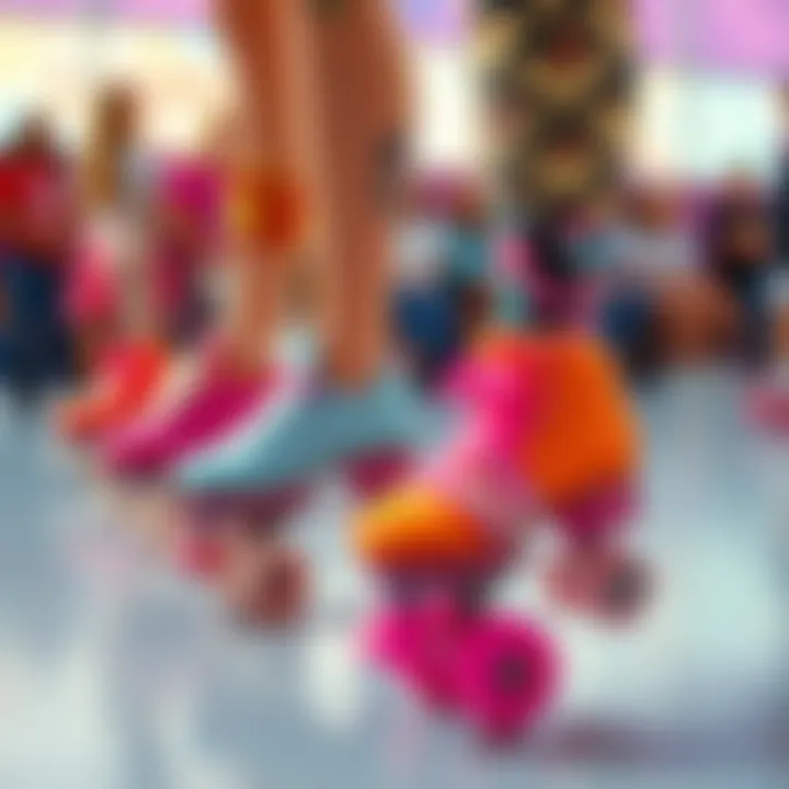 A colorful illustration depicting the evolution of Barbie skates over the years