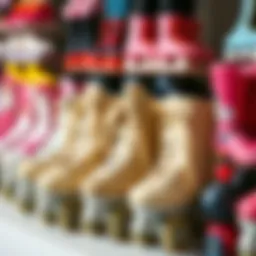 A collection of vintage Barbie skates showcasing various designs