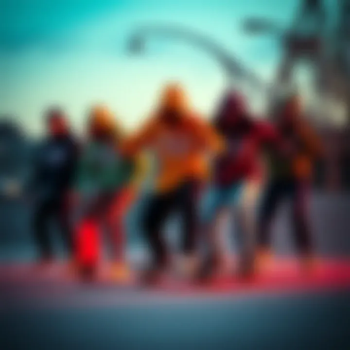 Skateboarders in Action with Baylen Levine Hoodies Group of skateboarders showcasing the versatility of the Baylen Levine hoodie