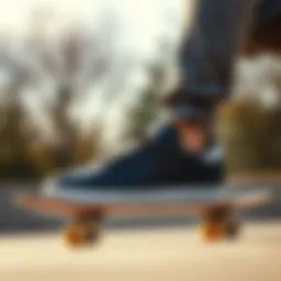 Stylish black Adidas Forum sneakers on a skateboard