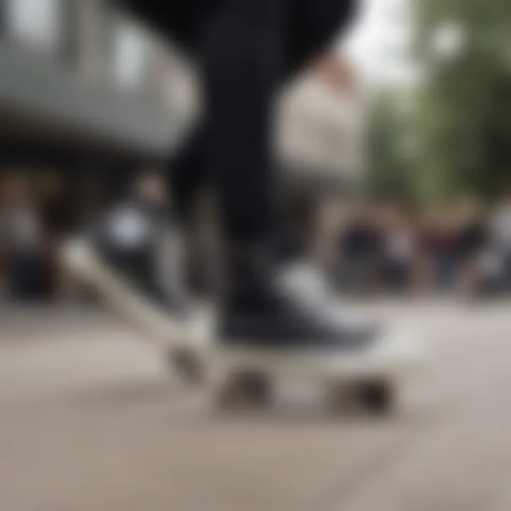 Female skater performing tricks in Converse shoes