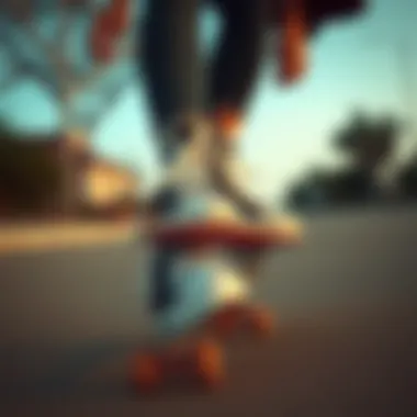 Person skateboarding wearing black high top Converse, highlighting functionality.