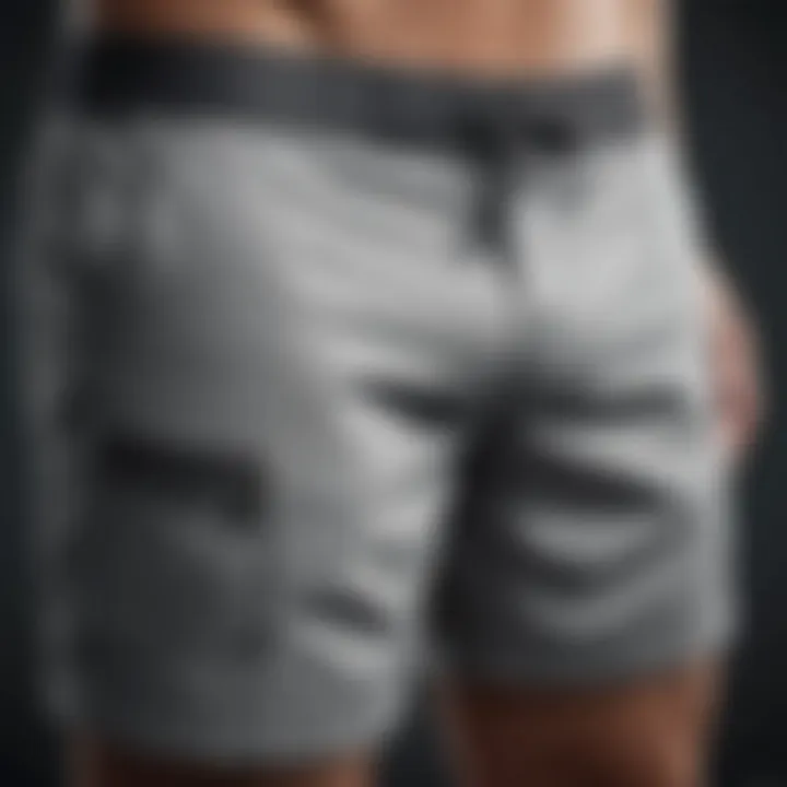 Close-up of side pockets on board shorts showcasing functionality