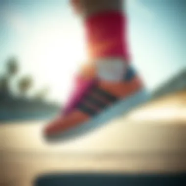 Adidas sneakers featured in a skateboarding scene