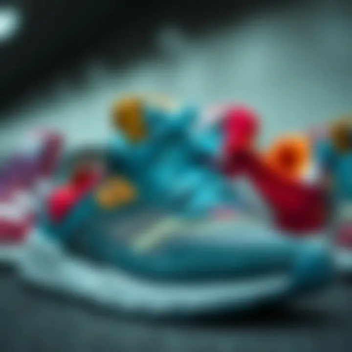 Close-up of unique Adidas sneaker designs