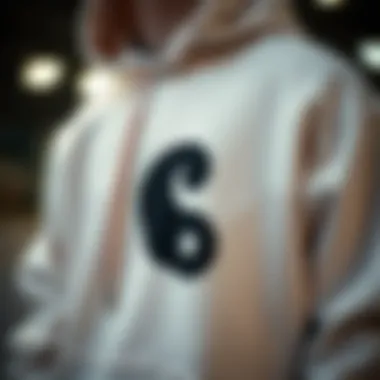 Close-up of a yin yang hoodie showcasing its unique design