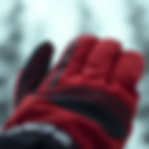 Close-up of Dakine Gore-Tex mittens showcasing material texture