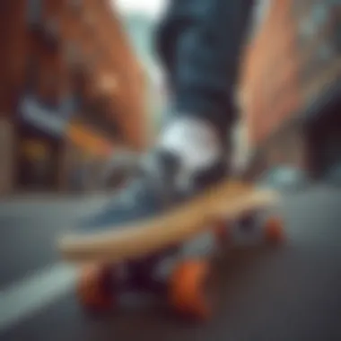 Skateboarder wearing DC slip-ons in an urban setting