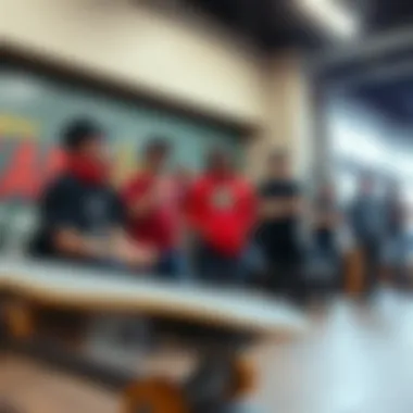 Community Insights on Deathwish 8.25 Group of skateboarders discussing the features and benefits of the Deathwish 8.25.