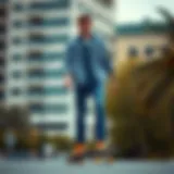 Stylish skateboarder wearing Dickie set slim fit