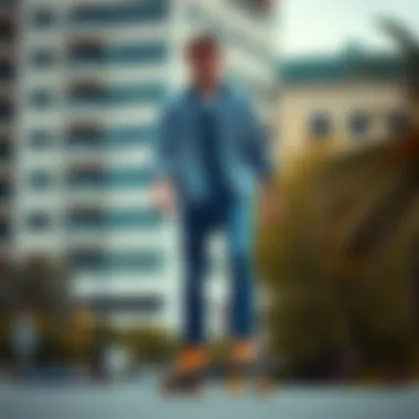 Stylish Skateboarder in Dickie Set Slim Fit Stylish skateboarder wearing Dickie set slim fit