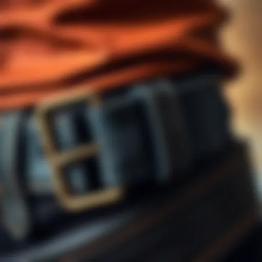 Close-up of Dickies belt showcasing leather texture and buckle design