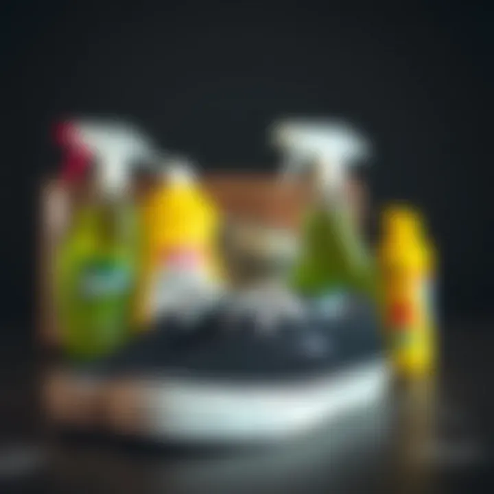 Maintenance Tips for Keeping Vans Slip-Ons Fresh A well-maintained pair of Vans slip-ons displayed with cleaning products.