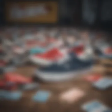 Close-up of Vans shoes with price tags highlighting discounts