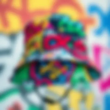 Graffiti-Inspired Bucket Hat Design A vibrant and artistic representation of a bucket hat adorned with graffiti patterns.