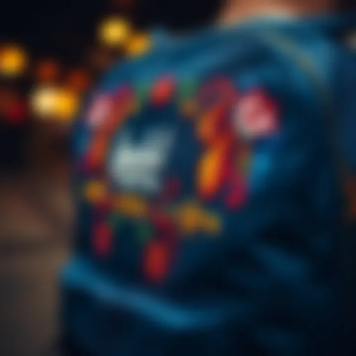 Artistic Embroidery on Herschel Backpack Intricate embroidery detail on the Herschel backpack showcasing artistic flair