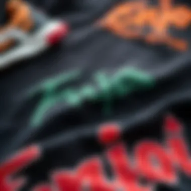 Detailed Fabric and Print of Enjoi T-Shirt Close-up of fabric texture and print of Enjoi t-shirt