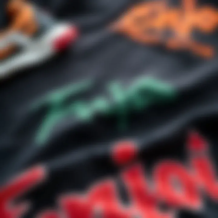 Detailed Fabric and Print of Enjoi T-Shirt Close-up of fabric texture and print of Enjoi t-shirt