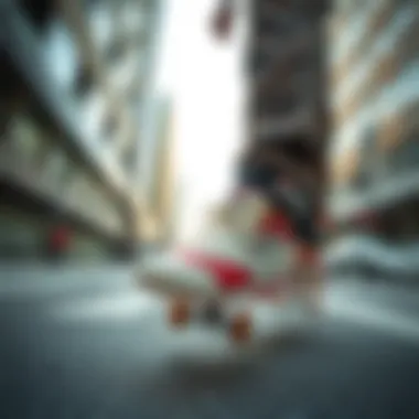 Skateboarder wearing Fila Spaghetti Shoes in urban setting