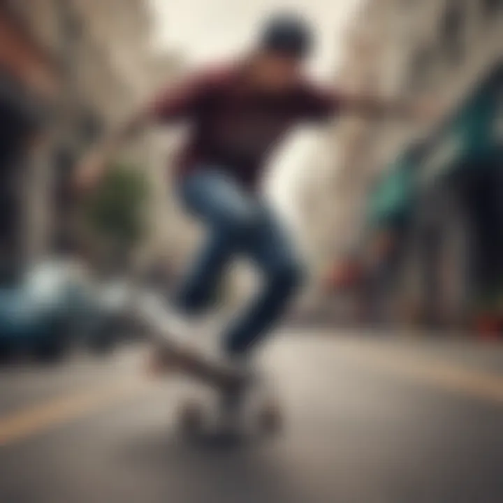 An action shot of a skateboarder performing tricks using Formula Four classic wheels