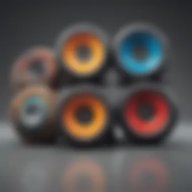 Comparison of different sizes and shapes of Formula Four classic skateboard wheels