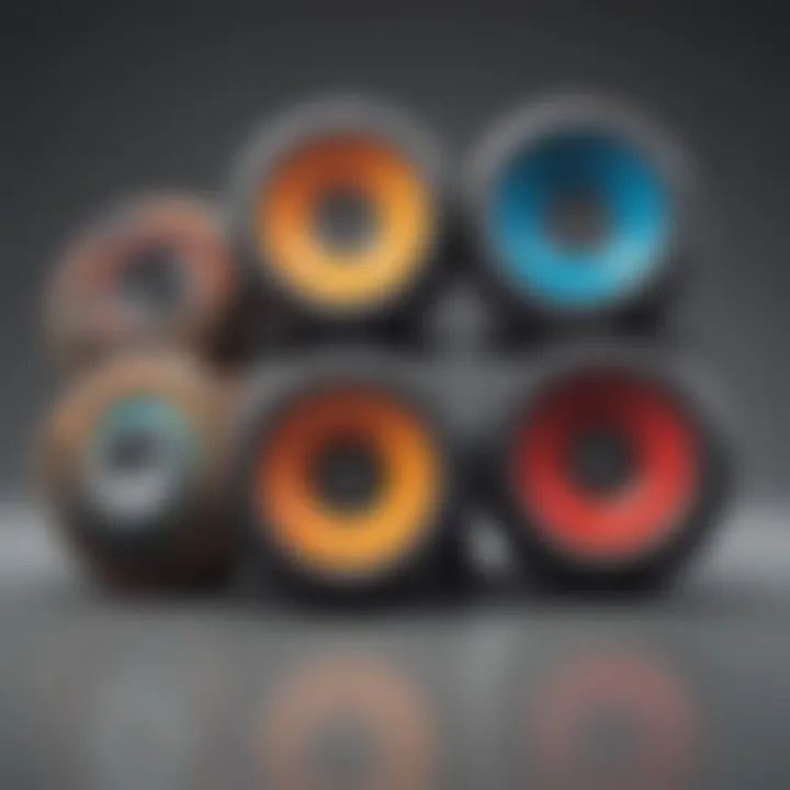 Comparison of different sizes and shapes of Formula Four classic skateboard wheels