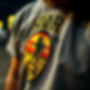 Close-up of a pocket tee with a witty graphic design.