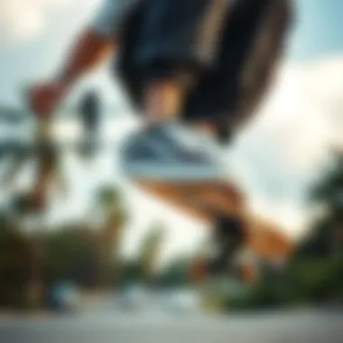 Skateboarder performing tricks while wearing Half Cab Vans