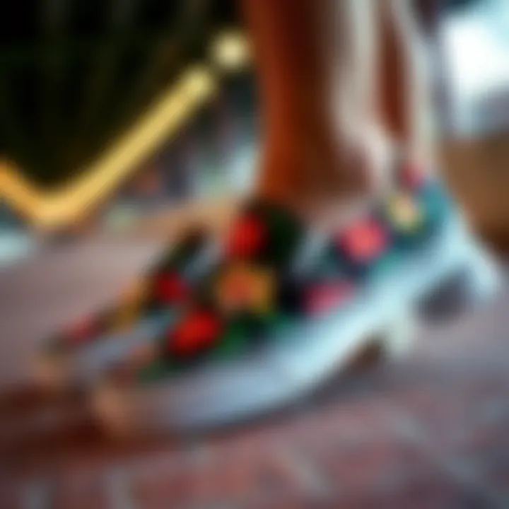 Unique Island Patterns on Vans Slip-Ons Vibrant Hawaiian print Vans slip-ons showcasing intricate island patterns