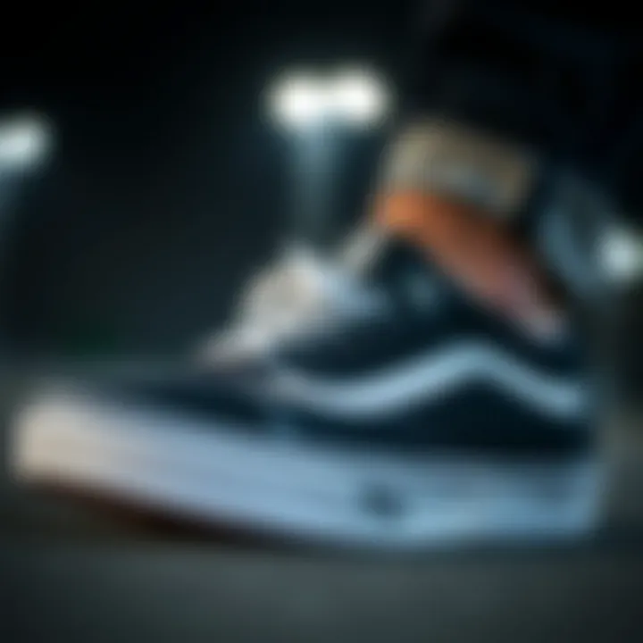 Close-up view of Vans Pro Black and White showcasing its sleek design