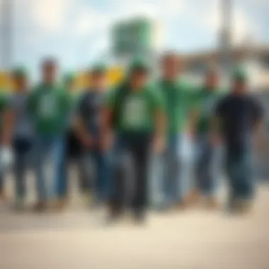 A group of skaters wearing green half cabs, emphasizing community and style