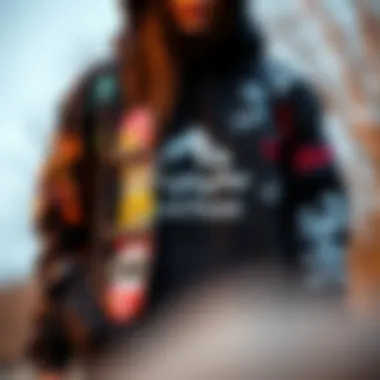 Creative Designs in Black Hoodies A black hoodie adorned with unique skateboard-inspired graphics