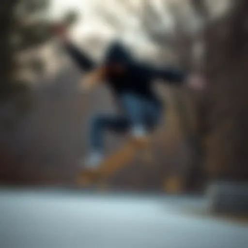 Stylish female skateboarder wearing a black hoodie while performing a trick