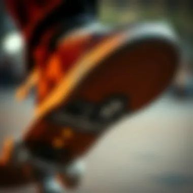 Close-up view of innovative skate shoe sole technology in action