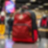 Stylish backpack on display