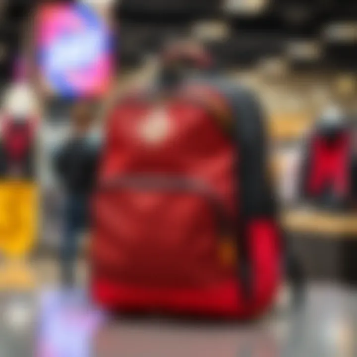 Stylish backpack on display