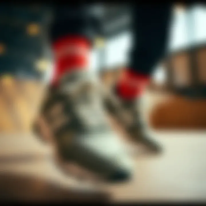 Athletic performance showcased with New Balance platform sneakers in action