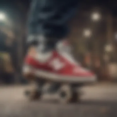 Skater demonstrating performance features of New Balance footwear