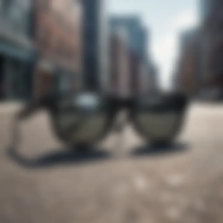 Matte black aesthetic of New Wayfarer Polarized sunglasses against urban background.