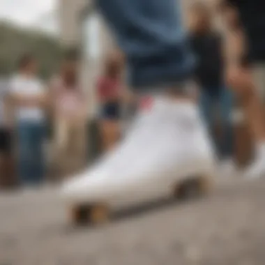 Group of skaters wearing Nike Blazer Low White sneakers